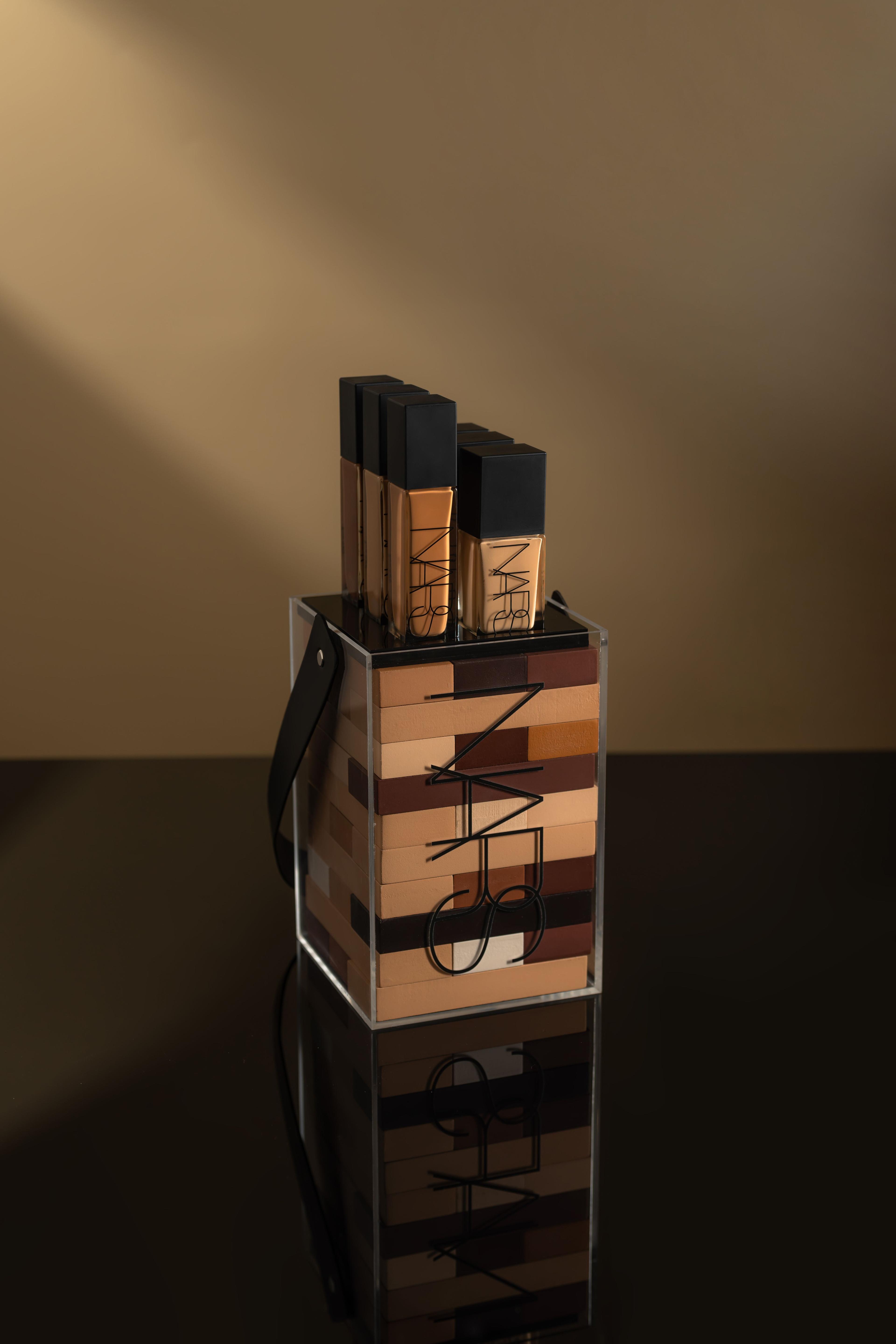 NARS complexion products, Light Reflecting Foundation and Natural Radiant Longwear, as jenga games for PR gifting